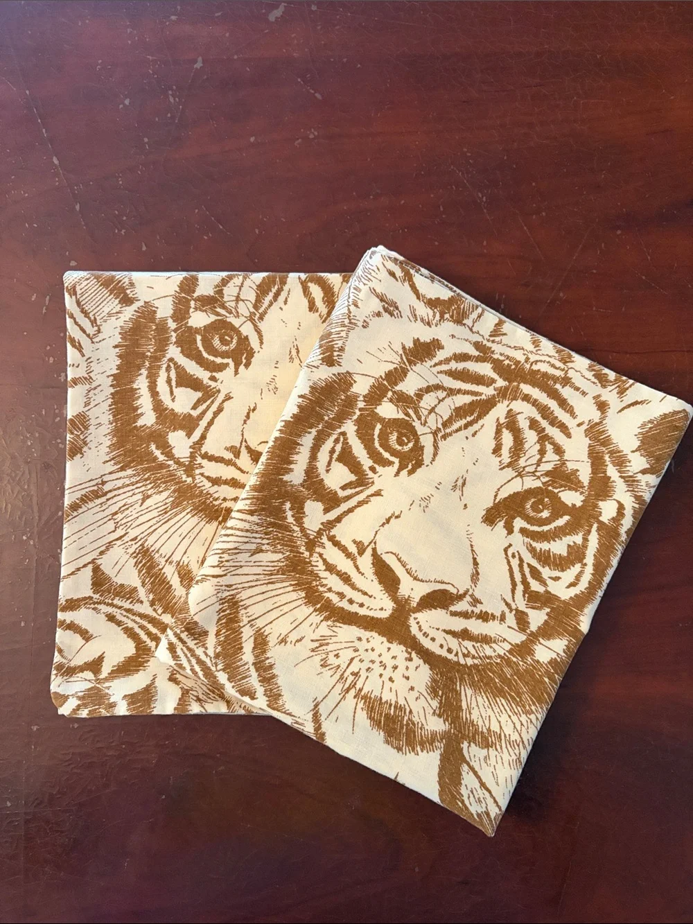 Set of 2 Vintage PERMA PREST Tiger Print Standard Pillowcase Cotton Blend
